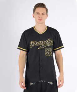 Custom Black Black-Old Gold Authentic Baseball Jersey Suit for daily life, Fabric: 95% polyester and 5% spandex, Regular fit, Stitch Color: automatically matched based on patterns