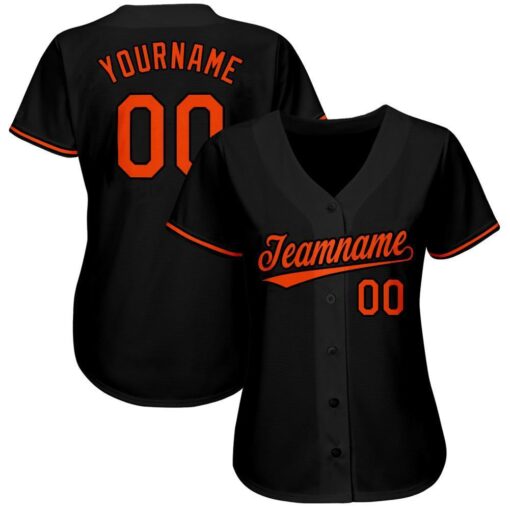 Custom Black Orange Baseball Jersey Suit for daily life, Fabric: 95% polyester and 5% spandex, Regular fit, Stitch Color: automatically matched based on patterns