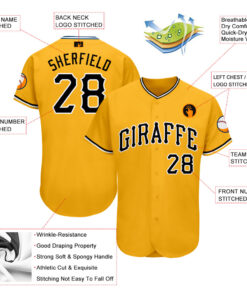 Custom Gold Black-White Baseball Jersey Suit for daily life, Fabric: 95% polyester and 5% spandex, Regular fit, Stitch Color: automatically matched based on patterns