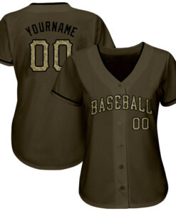 Custom Olive Camo-Black Authentic Salute To Service Baseball Jersey Suit for daily life, Fabric: 95% polyester and 5% spandex, Regular fit, Stitch Color: automatically matched based on patterns