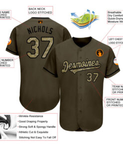 Custom Olive Camo-Black Authentic Salute To Service Baseball Jersey Suit for daily life, Fabric: 95% polyester and 5% spandex, Regular fit, Stitch Color: automatically matched based on patterns