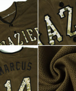 Custom Olive Camo-Black Authentic Salute To Service Baseball Jersey Suit for daily life, Fabric: 95% polyester and 5% spandex, Regular fit, Stitch Color: automatically matched based on patterns